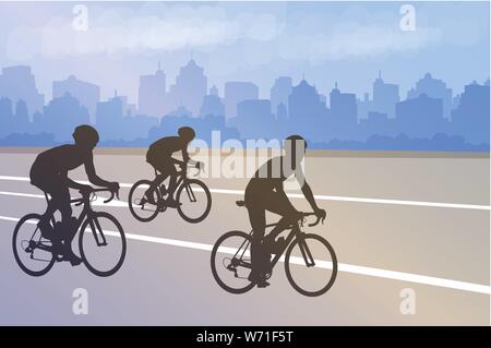 Les cyclistes sur les silhouettes abstract background vector - ville Illustration de Vecteur