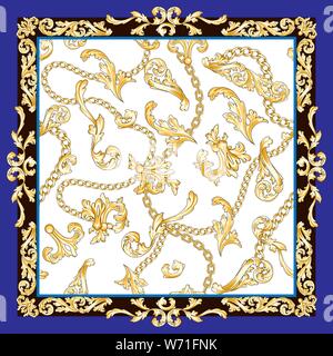 Foulard baroque d'Or Illustration de Vecteur