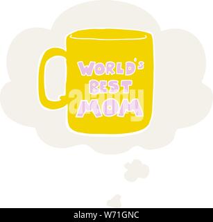 Meilleur des mondes maman mug avec bulle de pensée dans un style rétro Illustration de Vecteur