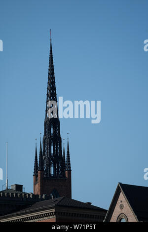 Église Riddarholm, la seule église monastique médiéval de Stockholm. Bâtiment en brique rouge franciscaine utilisé pour les funérailles royales. Banque D'Images