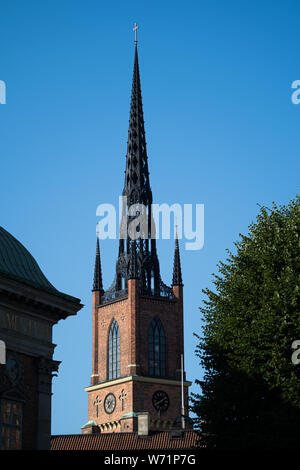 Église Riddarholm, la seule église monastique médiéval de Stockholm. Bâtiment en brique rouge franciscaine utilisé pour les funérailles royales. Banque D'Images