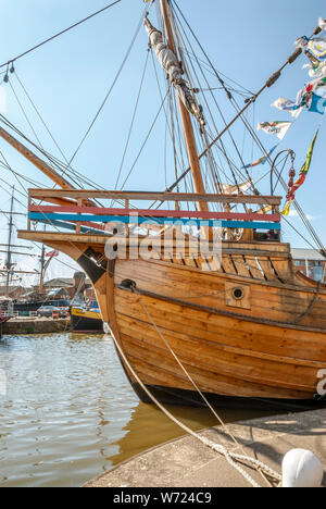 Ancien voilier au Musée national des voies navigables, dans les Docklands de Gloucester, Gloucestershire, Angleterre Banque D'Images