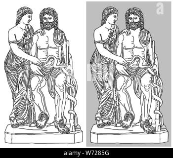 Statue en marbre de Aesclepius, dieu grec de la médecine, et Hygia, la déesse grecque de la santé, situé au Musée du Vatican à Rome, Italie (un roman Banque D'Images