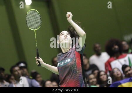 L'histoire d'amour entre Maurice et le badminton aux JIOI commencer en 1979, lorsque les Mauriciens ont fait table rase sur toutes les médailles d'or Banque D'Images
