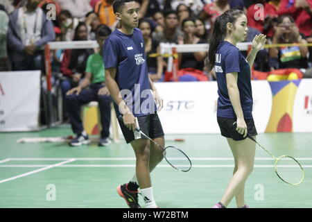 L'histoire d'amour entre Maurice et le badminton aux JIOI commencer en 1979, lorsque les Mauriciens ont fait table rase sur toutes les médailles d'or Banque D'Images