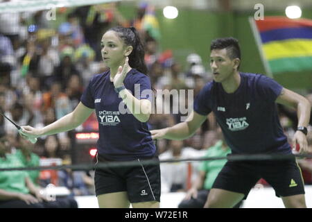 L'histoire d'amour entre Maurice et le badminton aux JIOI commencer en 1979, lorsque les Mauriciens ont fait table rase sur toutes les médailles d'or Banque D'Images