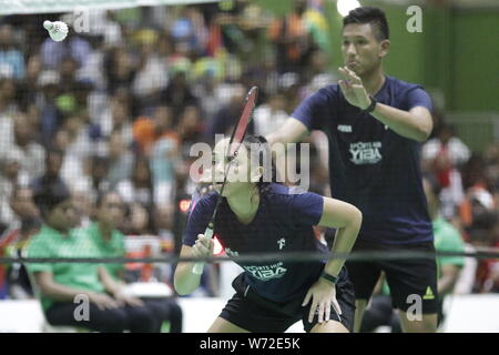 L'histoire d'amour entre Maurice et le badminton aux JIOI commencer en 1979, lorsque les Mauriciens ont fait table rase sur toutes les médailles d'or Banque D'Images