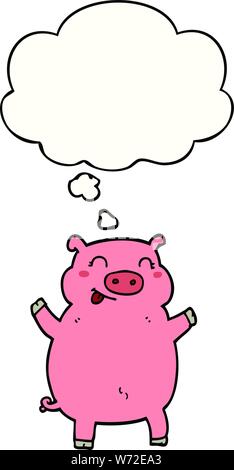 Cartoon pig avec bulle pensée Illustration de Vecteur