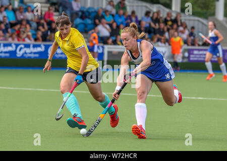 Glasgow, Royaume-Uni. 4 juillet 2019. Le Women's Championship EuroHockey II est un tournoi de hockey féminin où les deux meilleures équipes gagner la promotion au niveau supérieur de l'Hockey - l'EuroHockey Championships Images de l'Ecosse contre l'Ukraine et l'Ecosse a gagné 7 - 0 Crédit : Findlay/Alamy Live News Banque D'Images