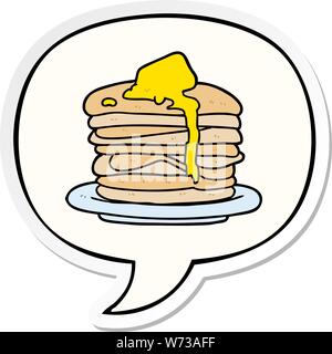 Cartoon pile de crêpes avec bulle sticker Illustration de Vecteur