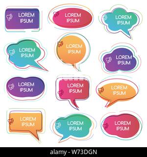 Colorful Abstract Chat Étiquette ou bulles de texte défini. Vector illustration. Illustration de Vecteur
