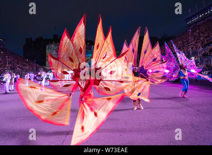 Le 2019 Royal Edinburgh Military Tattoo, effectuée sur l'esplanade au château d'Édimbourg. La Force de défense de Trinité-et-Tobago Orchestre d'acier Banque D'Images