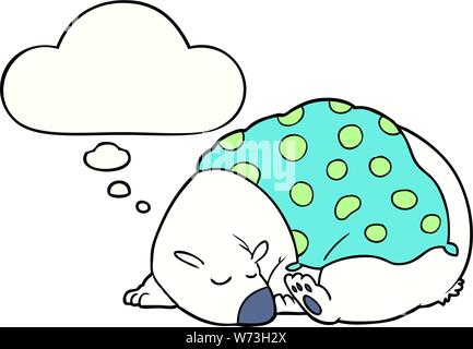 Polar bear cartoon dormir avec bulle pensée Illustration de Vecteur