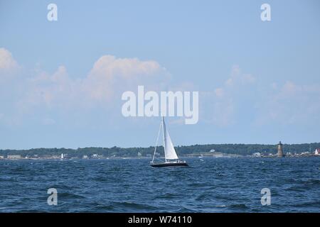 Vues autour de Portsmouth Harbour et l'île de hauts-fonds au large de la côte du New Hampshire et du Maine, New England, United States of America Banque D'Images