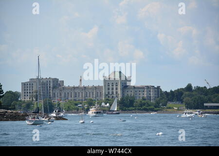 Vues autour de Portsmouth Harbour et l'île de hauts-fonds au large de la côte du New Hampshire et du Maine, New England, United States of America Banque D'Images