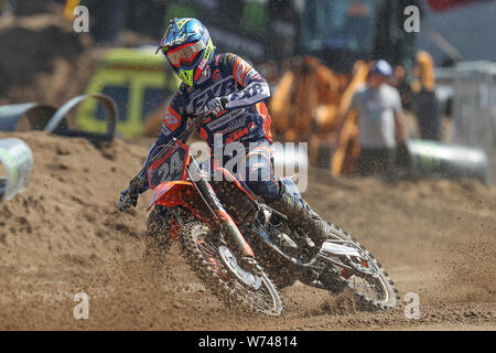 4 augustus 2019 Lommel, Belgique FIM Championnat du monde de motocross 2019 04-08-2019: Motorsport: MXGP Lommel: Lommel FIM Championnat du monde de motocross 2019 Lommel Belgique EMX250 race2 Kevin Horgmo (NOR) Banque D'Images