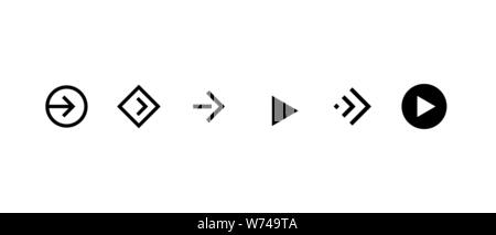 Ensemble d'icônes de bouton glisser vers la droite. Pictogramme de flèche de défilement des applications et des réseaux sociaux pour la conception Web ou l'application. Illustration de la collection d'éléments d'interface d'interface d'interface de pointeur noir moderne et plat vectoriel Illustration de Vecteur