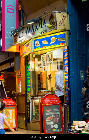 Restaurant Kebab au Quartier Latin. France, Paris, octobre, 04, 2014 Banque D'Images