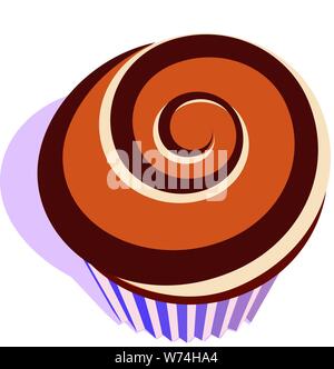 Tasse de chocolat Gâteau 3/4 Vue de dessus avec du glaçage sur le dessus Illustration de Vecteur