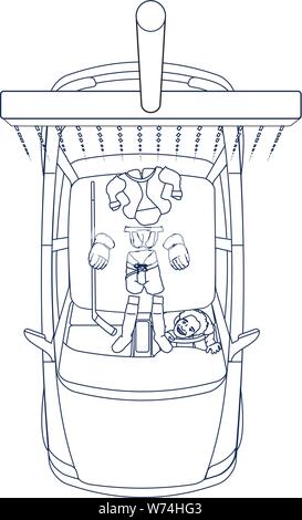 Nettoyage de votre equipmnet hockey à l'entraînement par lavage de voiture Illustration de Vecteur