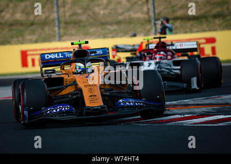 McLaren F1 Team pilote britannique Lando Norris fait concurrence au cours de l'Hungarian Grand Prix F1 race au Hungaroring. Banque D'Images