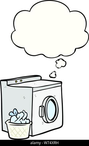 Cartoon lave-linge avec bulle pensée Illustration de Vecteur