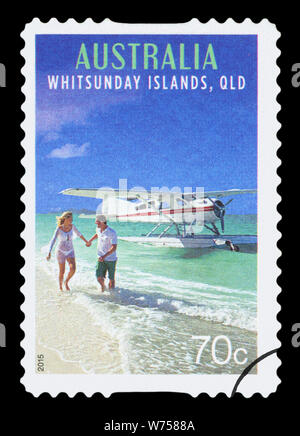 L'AUSTRALIE - circa 2015 : un timbre-poste utilisé à partir de l'Australie, représentant une image de Whitsunday Islands, Queensland, vers 2015. Banque D'Images