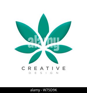 La belle feuille d'abtrak logo design peut être utilisé comme une marque ou l'étiquette. Illustration de Vecteur