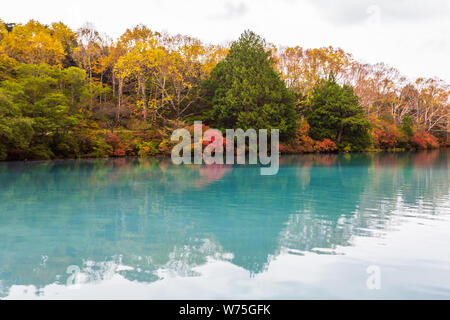 Vue sur lac Yunoko en saison d'automne au parc national de Nikko, Nikko, Tochigi, au Japon. Banque D'Images