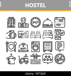 Auberge Collection signe vecteur éléments Icons Set Illustration de Vecteur