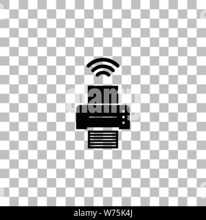 Imprimante avec connexion wi-fi. Icône plat noir sur fond transparent. Les pictogrammes pour votre projet Illustration de Vecteur