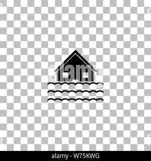 Inondation. Icône plat noir sur fond transparent. Les pictogrammes pour votre projet Illustration de Vecteur