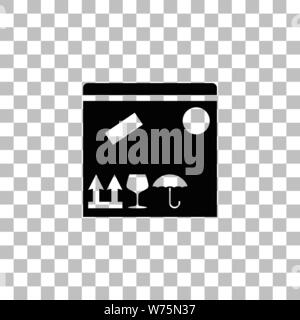 Boîte à colis. Icône plat noir sur fond transparent. Les pictogrammes pour votre projet Illustration de Vecteur