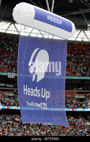 Londres, Royaume-Uni. Le 04 août, 2019. Appui à la santé mentale à la tête de charité au cours de la FA 2019 Bouclier communautaire match entre Liverpool et Manchester City au stade de Wembley, Londres, Angleterre le 4 août 2019. Photo par Carlton Myrie. Usage éditorial uniquement, licence requise pour un usage commercial. Aucune utilisation de pari, de jeux ou d'un seul club/ligue/dvd publications. Credit : UK Sports Photos Ltd/Alamy Live News Banque D'Images