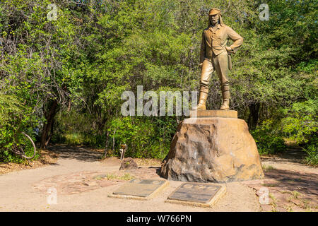 Statue de David Livingstone au Victoria Falls Banque D'Images