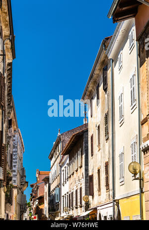 Maisons de la vieille ville de Porec, Croatie Banque D'Images