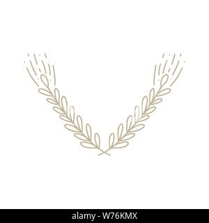 Vecteur des épis de blé. Simple monoline dessin à la main des épillets isolés sur fond blanc dans le style des doodle Illustration de Vecteur