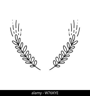 Vecteur des épis de blé. Simple monoline dessin à la main des épillets isolés sur fond blanc dans le style des doodle Illustration de Vecteur