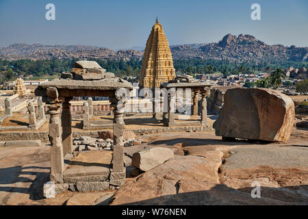 Temple de Virupaksha, Hampi, UNESCO world heritge site, Karnataka, Inde Banque D'Images