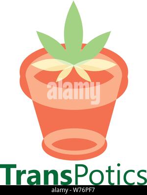 Voir graphique par pot en terre cuite avec un pot de fleurs ou de la marijuana. Illustration de Vecteur