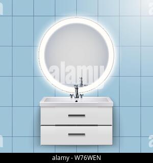 Les élément lavabo avec miroir Illustration de Vecteur
