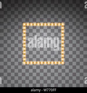 Or brillant vecteur led néon, cadres carrés sur fond transparent. Les bandes de carrés décoratifs lumineux écologique diode lampes de lumière Illustration de Vecteur