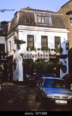 Enseigne de pub, le Mayflower, Rotherhithe Street, Londres Banque D'Images