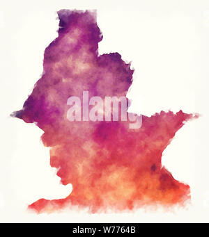 Centro Sur province carte aquarelle de Guinée équatoriale Banque D'Images