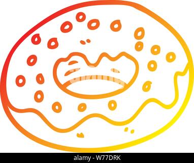 Ligne de gradient chaud dessin d'une caricature donut enrobées de chocolat Illustration de Vecteur