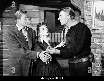 RICHARD DENNING, DONNA REED, RANDOLPH SCOTT, HANGMAN'S KNOT, 1952 Banque D'Images