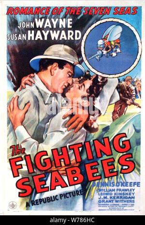 JOHN WAYNE, Susan Hayward, AFFICHE LES COMBATS SEABEES, 1944 Banque D'Images