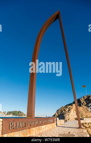 PORTAL DE COSTA BRAVA(©NON TROUVÉ) PUNTA SA PALOMERA ROCK BLANES COSTA BRAVA Gérone Catalogne Espagne Banque D'Images