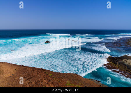 L'Espagne, Lanzarote, l'île de vacances côte ouest, près de village de pêcheurs el golfo Banque D'Images