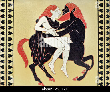 Centaur avec femme ; fragment de papyrus Banque D'Images